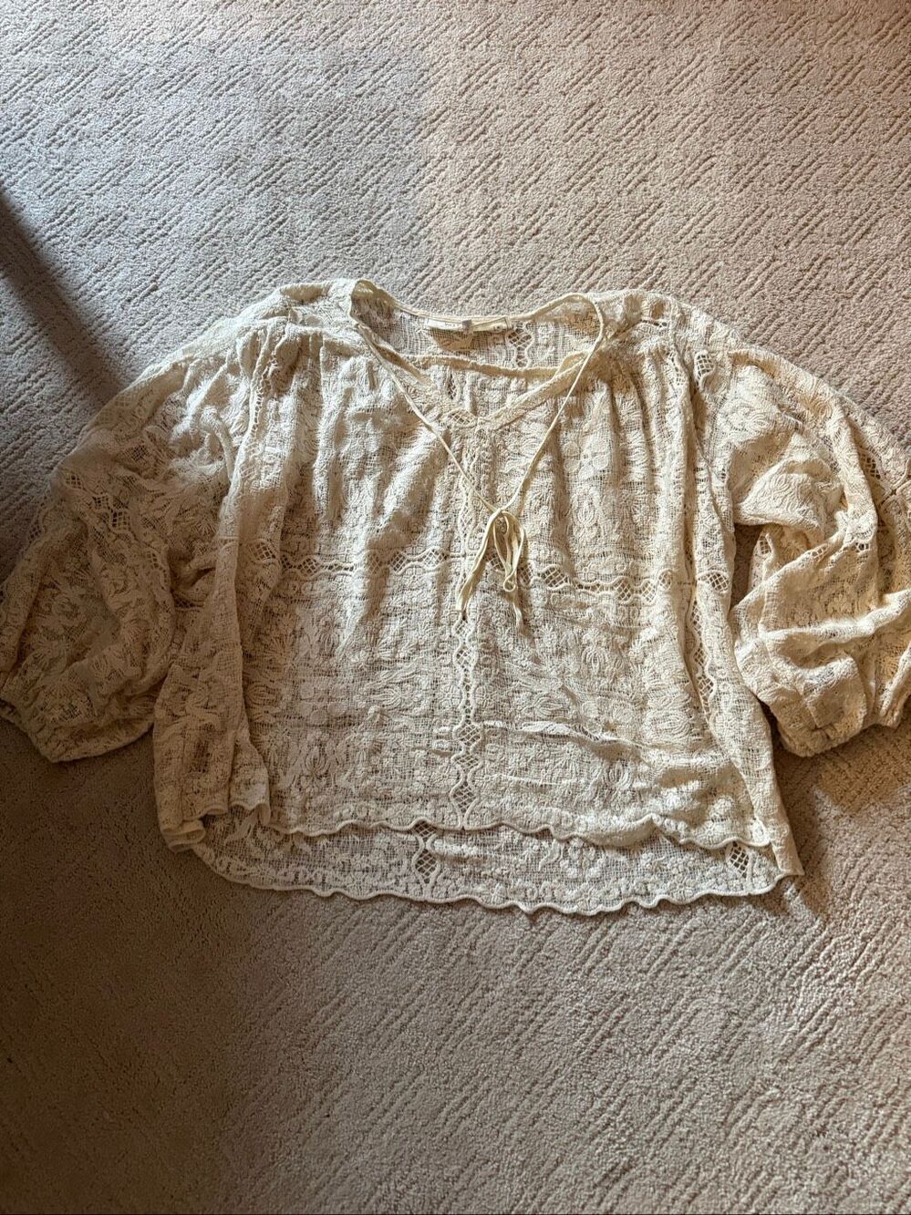 EUC Jen’s Pirate Booty long Sleeve Boho Lace Blouse Size M/L